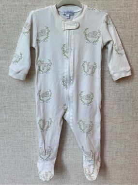Nellapima Blue Lamb Zipper Footie Bodysuit Pajama Baby Boy Nella Pima Cotton